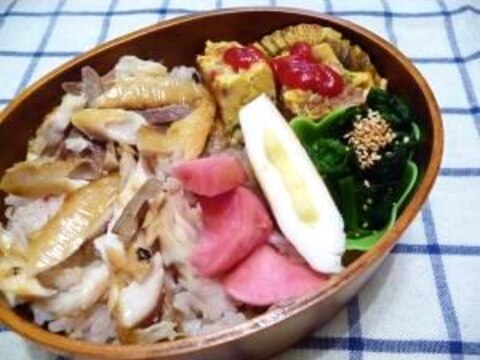 曲げわっぱでスピード弁当30 アジの干物ご飯